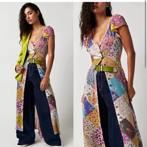 Free People Dixie Maxie Button Up Dress RARE - Picture 2 of 6